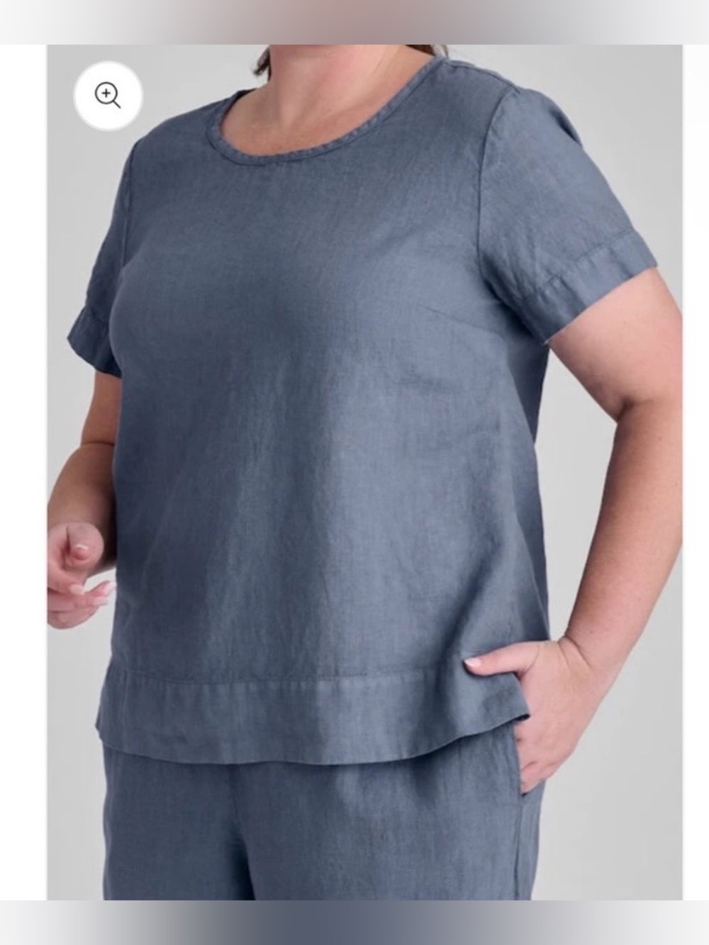 NEW FLAX Linen Short Sleeve Roadie Tee French Cornflower Blue Small Oversized